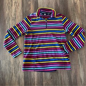 Lands End colorful 1/4 zip pullover mock neck women's S striped rainbow